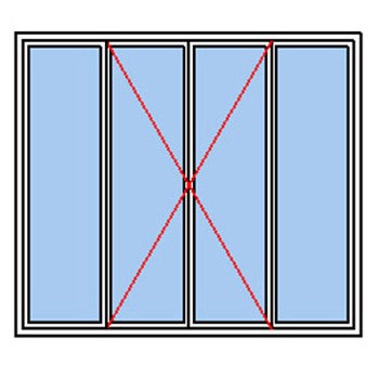 Fenêtre ou Porte-Fenêtre Bois 2 vantaux et 2 Fixes